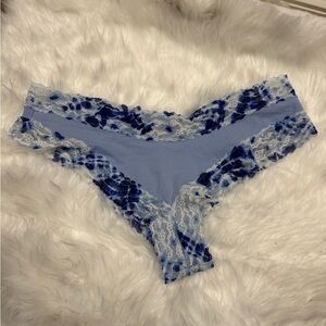 Victorias Secret Vintage Tye Dye Blue and White Lace Trim Panties